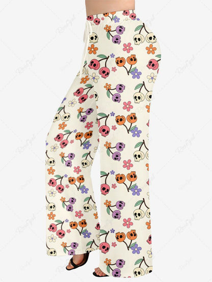 Skull Cherry Flower Printed Shirt Pants Dog And Owner Matching Outfits