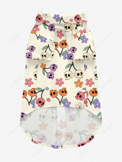 Skull Cherry Flower Printed Shirt Pants Dog And Owner Matching Outfits