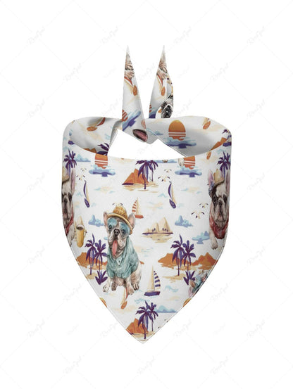 Dogs Coconut Tree Sun Sailboat Print Hawaii Bandana and Cami Dress Dog and Owner Matching Outfits