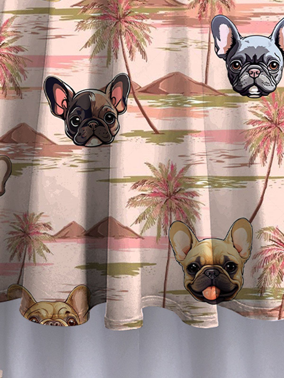 Plus Size Dogs Coconut Tree Letters Print High Low Hawaii Cami Dress