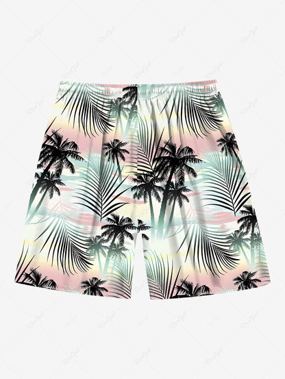 Tropical Leaf Coconut Tree Print Hawaii Shirt and Beach Shorts Dog and Owner Matching Outfits