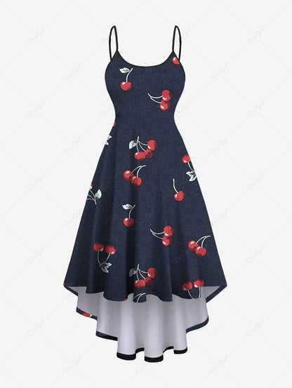 Cherry Print Bowknot Ruched Dresses Dog and Owner Matching Outfits