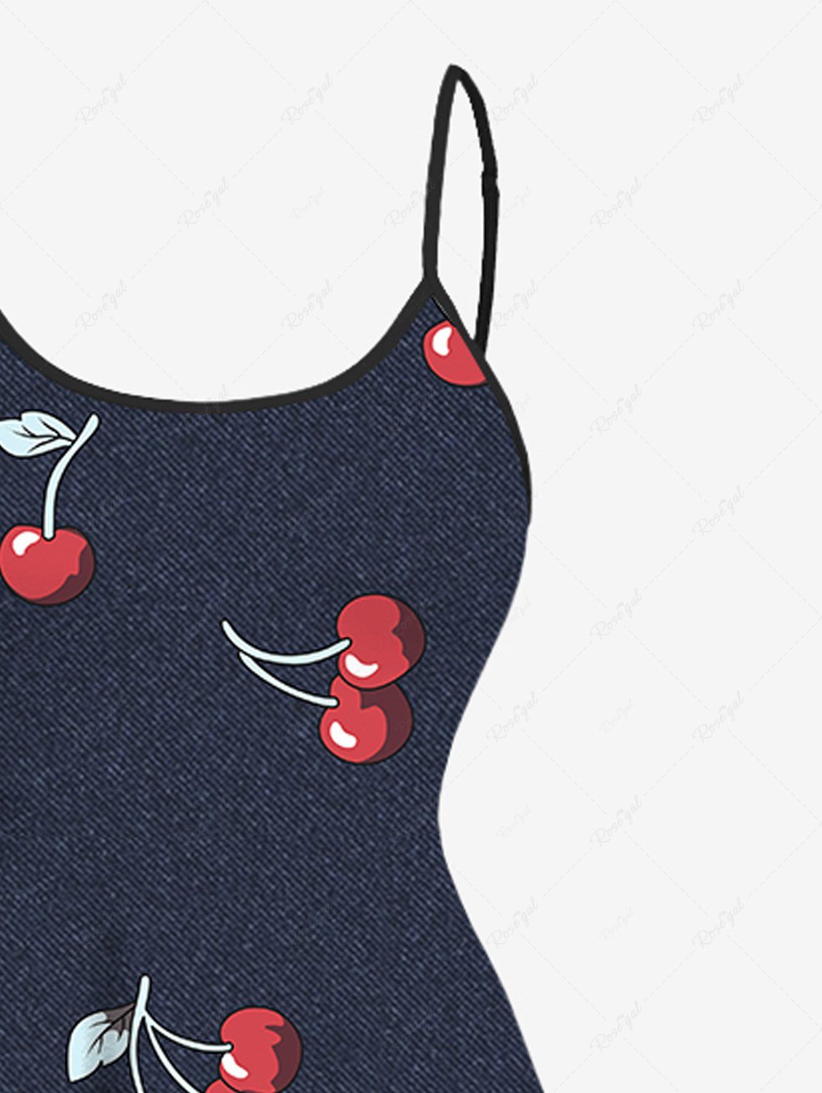 Plus Size Cherry Fruit Print High Low Cami Dress