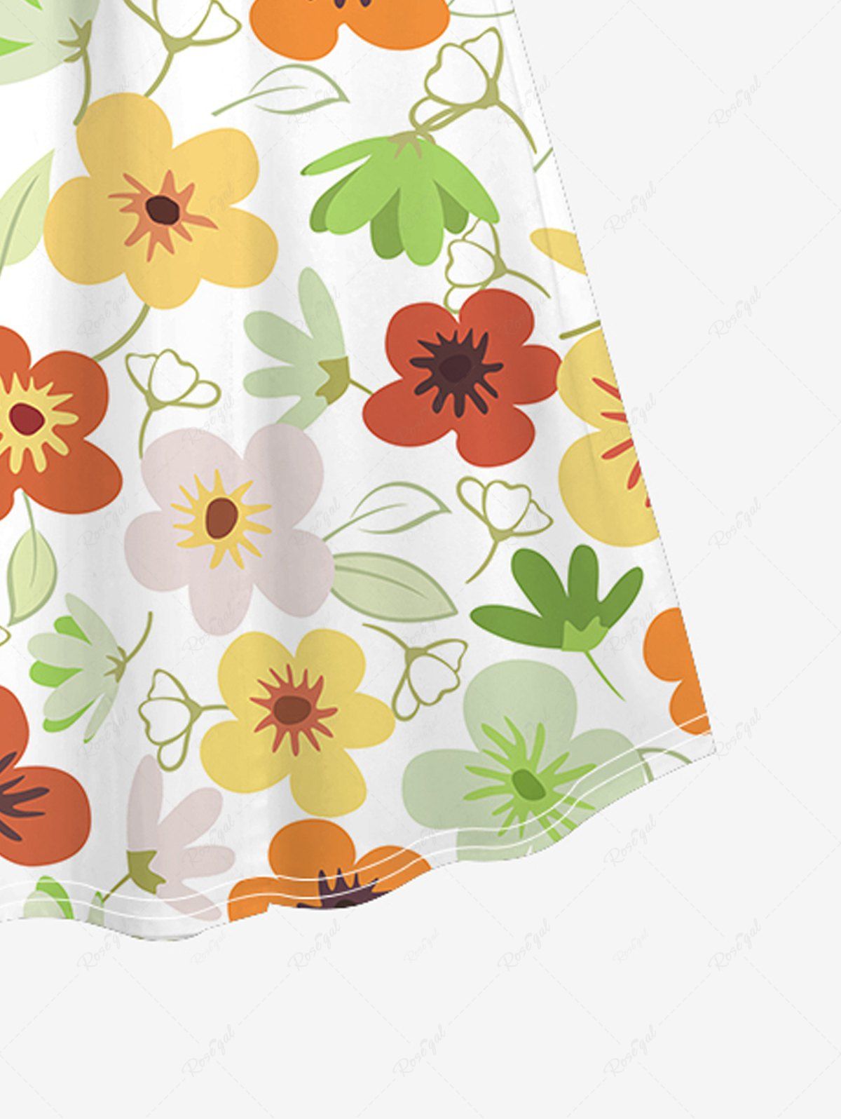 Plus Size Colorful Flowers Print Surplice Midi Dress