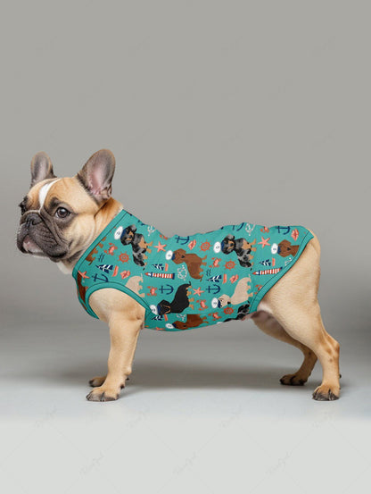 Dogs Starfish Crab Lighthouse Anchor Print Hawaii Tank Top and Shirt Dog and Owner Matching Outfits