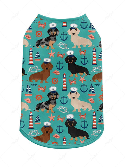 Pet's Dogs Starfish Crab Lighthouse Anchor Print Hawaii Tank Top