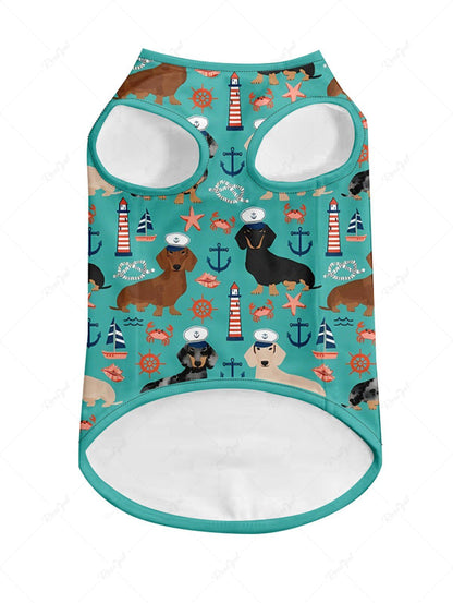 Pet's Dogs Starfish Crab Lighthouse Anchor Print Hawaii Tank Top
