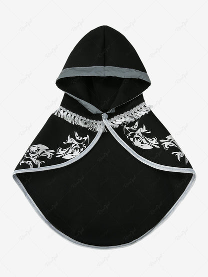 Pet's Monster Print Tassel Reflective Trim Halloween Button Cape Cloak