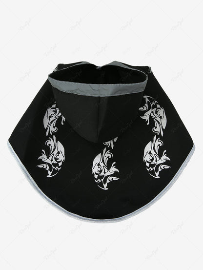 Pet's Monster Print Tassel Reflective Trim Halloween Button Cape Cloak