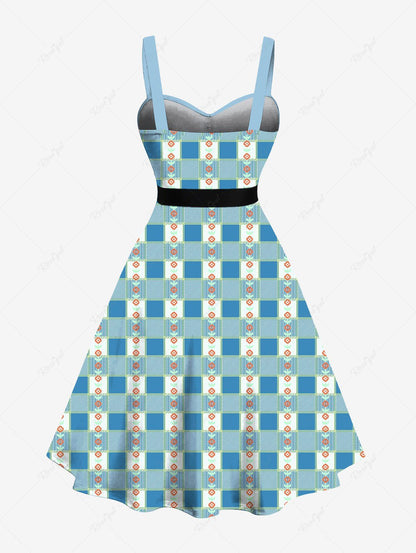 Plaid Flowers Print Ruffles Dresses Dog and Owner Matching Outfits