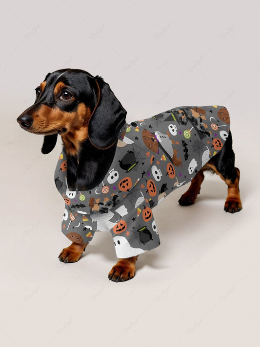 Pet's Halloween Costume Dogs Ghost Skulls Candy Pumpkin Print Shirt