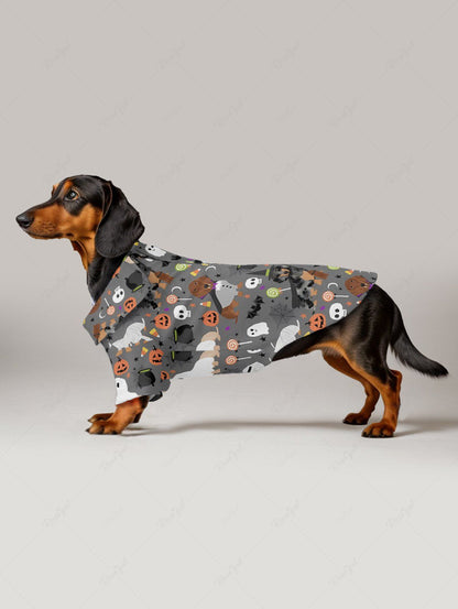 Pet's Halloween Costume Dogs Ghost Skulls Candy Pumpkin Print Shirt
