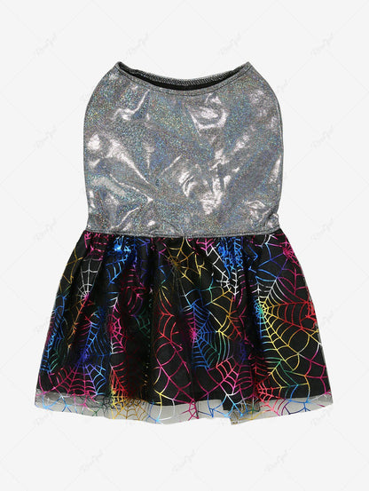 Halloween Spider Web Printed Dresses Dog and Owner Matching Outfits