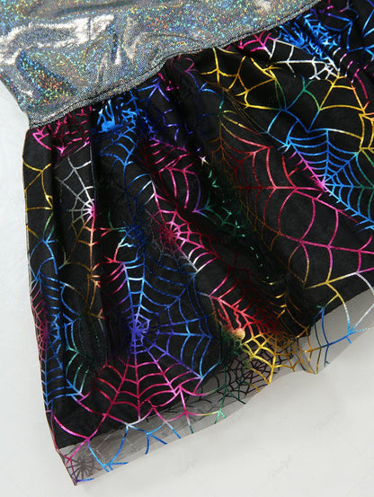 Pet's Halloween Spider Web Print Sparkling Sequins Dress