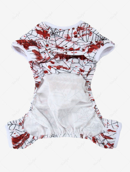 Pet's Halloween Costume Spider Web Paint Splatter Print Skull Fleece Pajama