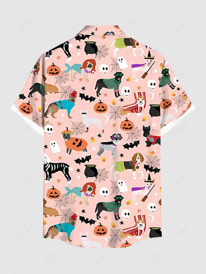 Halloween Pumpkin Bat Spider Web Dogs Skulls Ghost Print Tank Top and Shirt Dog and Owner Matching Outfits