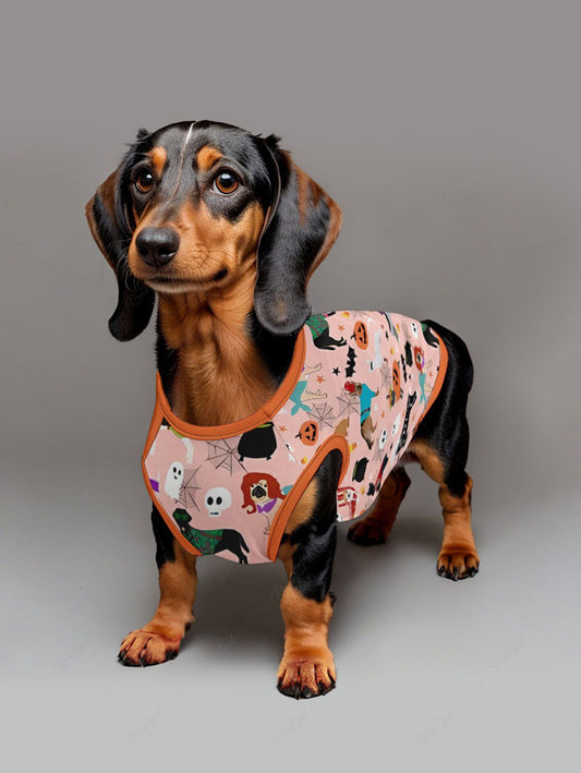 Pet's Halloween Pumpkin Bat Spider Web Dogs Skulls Ghost Print Tank Top