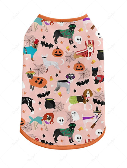 Pet's Halloween Pumpkin Bat Spider Web Dogs Skulls Ghost Print Tank Top