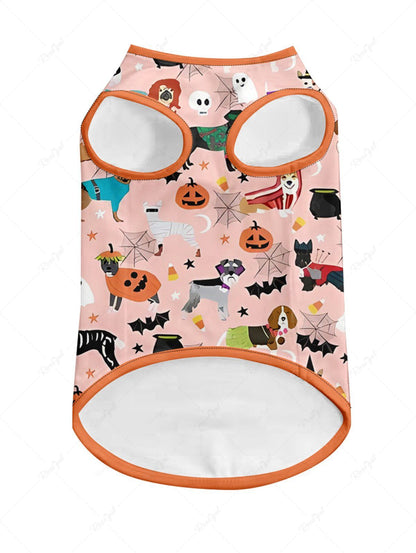 Pet's Halloween Pumpkin Bat Spider Web Dogs Skulls Ghost Print Tank Top