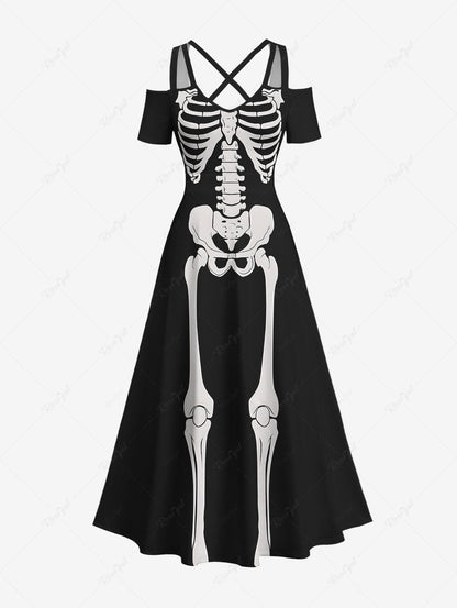 Halloween Costume Skeleton Print Shirt and Dress Dog and Owner Matching Outfits