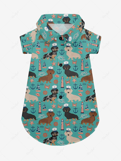 Dogs Anchor Lighthouse Crab Starfish Print Shirt Dog and Owner Matching Outfits