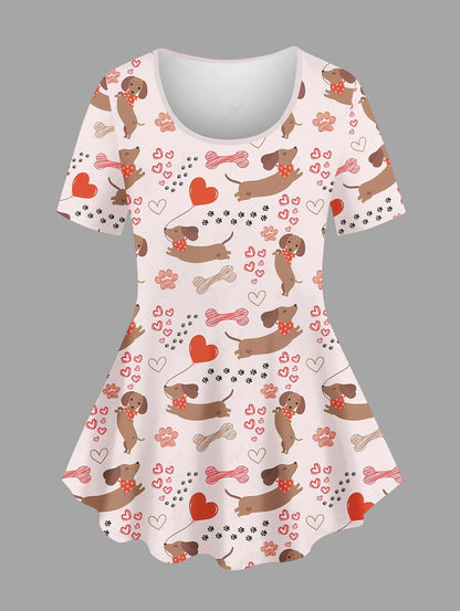 Dogs Heart Bone Foot Print T-shirt Dog and Owner Matching Outfits