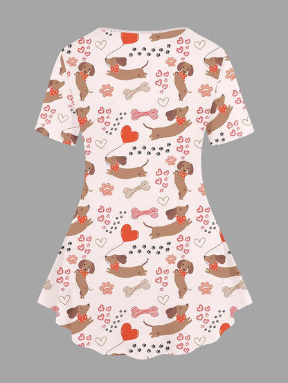 Dogs Heart Bone Foot Print T-shirt Dog and Owner Matching Outfits
