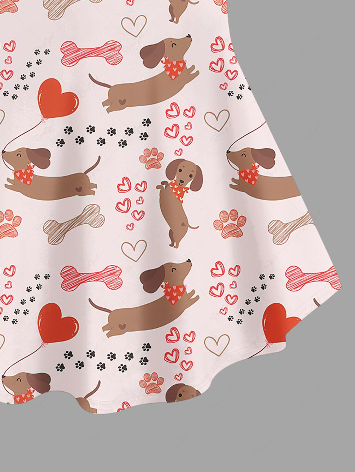 Plus Size Dogs Heart Bone Foot Print T-shirt