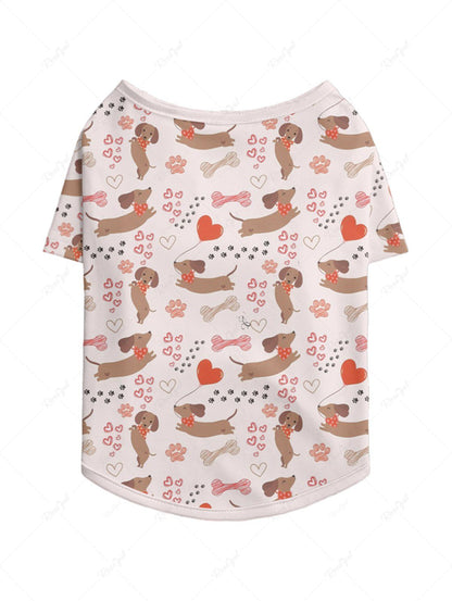 Dogs Heart Bone Foot Print T-shirt Dog and Owner Matching Outfits