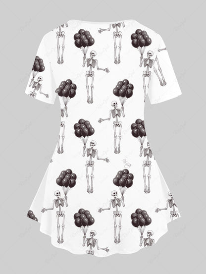 Skull Puppy Bat Skeleton Balloons Printed Halloween T-shirt Dog And Owner Matching Outfits