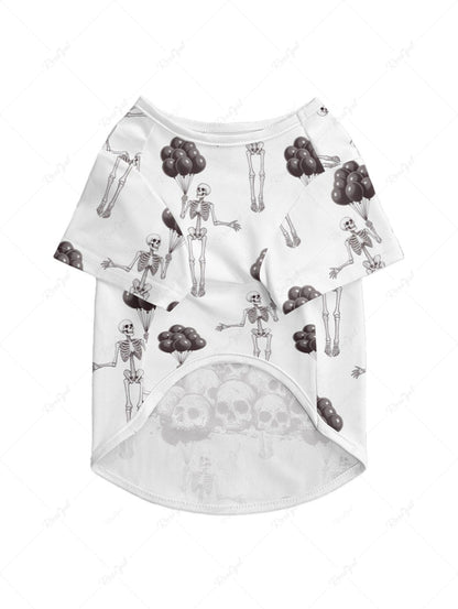 Skull Puppy Bat Skeleton Balloons Printed Halloween T-shirt Dog And Owner Matching Outfits
