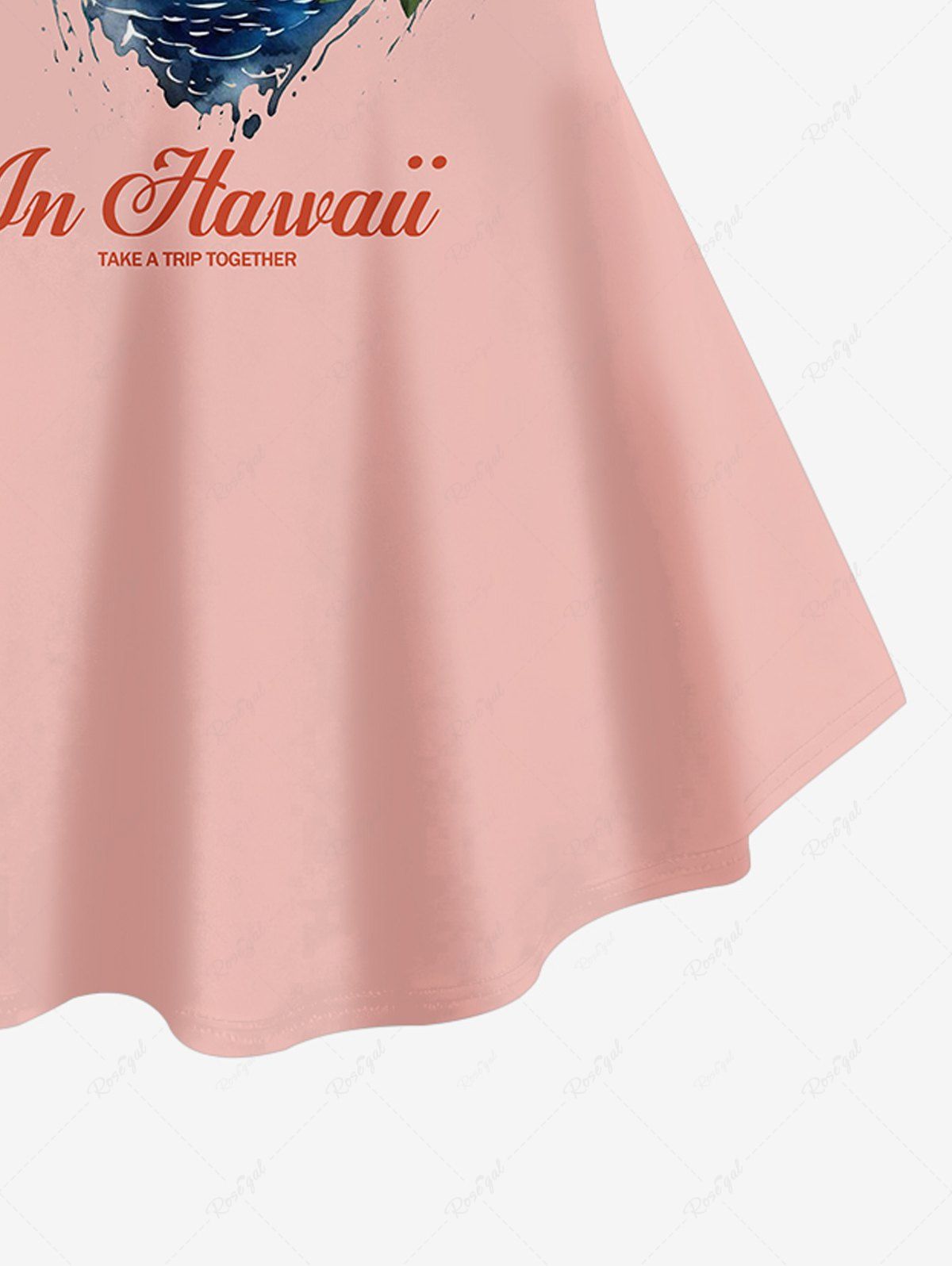 Plus Size Coconut Tree Hibiscus Flower Heart Seascape Print Hawaii Women T-shirt