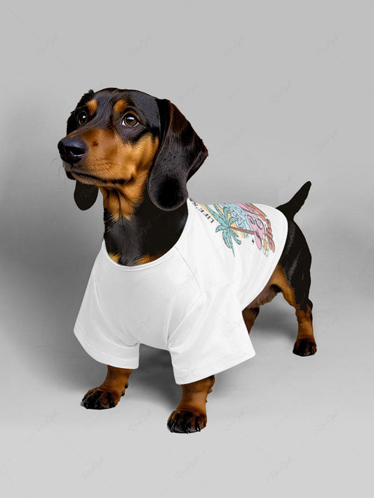 Pet's Coconut Tree Sea Waves Flowers Print Hawaii T-shirt