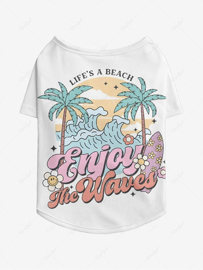 Pet's Coconut Tree Sea Waves Flowers Print Hawaii T-shirt