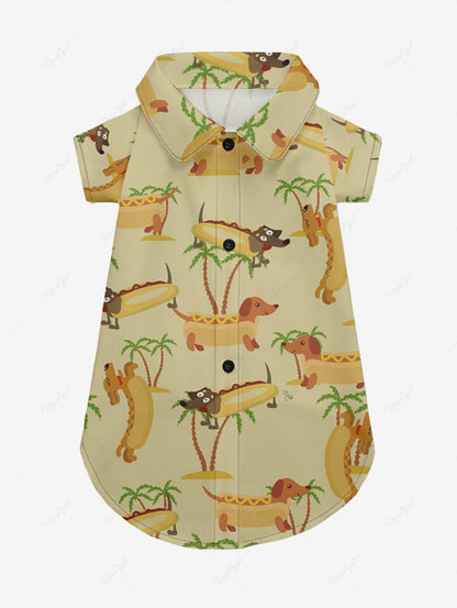 Pet's Coconut Tree Hot Dogs Print Hawaii Shirt