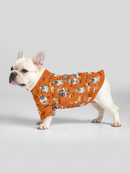 Halloween Dogs Pumpkin Bat Print T-shirts Dog and Owner Matching Outfits