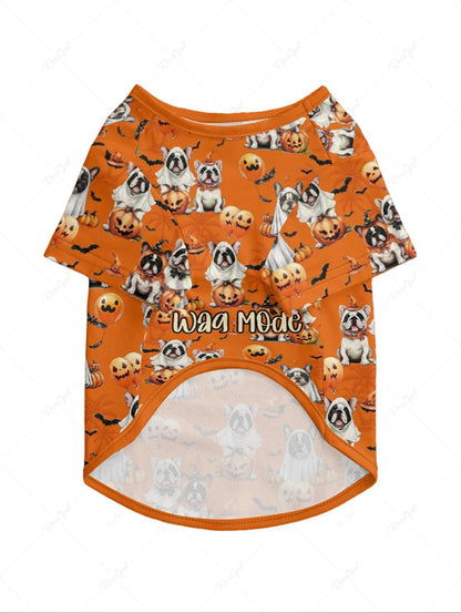 Halloween Dogs Pumpkin Bat Print T-shirts Dog and Owner Matching Outfits