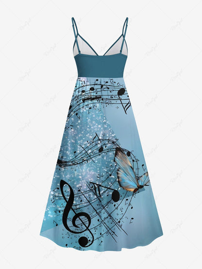 Glitter Music Symbol Butterfly Printed Hawaii Shirt Dress Dog And Owner Matching Outfits