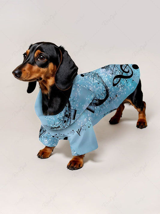 Pet's Glitter Music Symbol Butterfly Print Hawaii Button Shirt