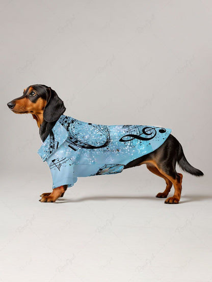 Pet's Glitter Music Symbol Butterfly Print Hawaii Button Shirt