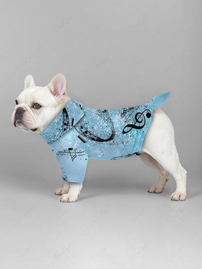 Pet's Glitter Music Symbol Butterfly Print Hawaii Button Shirt