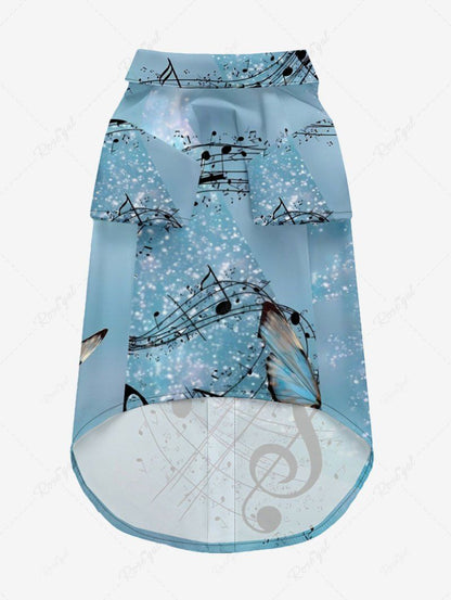 Pet's Glitter Music Symbol Butterfly Print Hawaii Button Shirt
