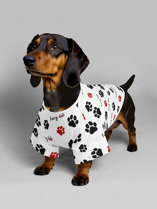 Pet's Dog Feet Letters Print T-shirt