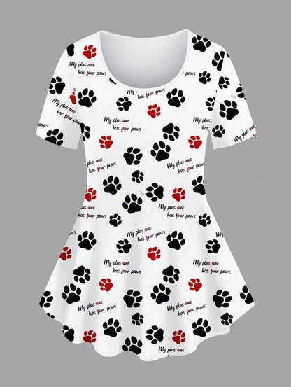 Dog Feet Letters Print T-shirts Dog and Owner Matching Outfits