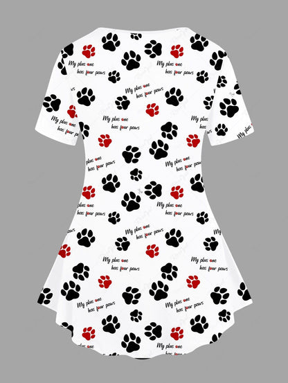 Dog Feet Letters Print T-shirts Dog and Owner Matching Outfits