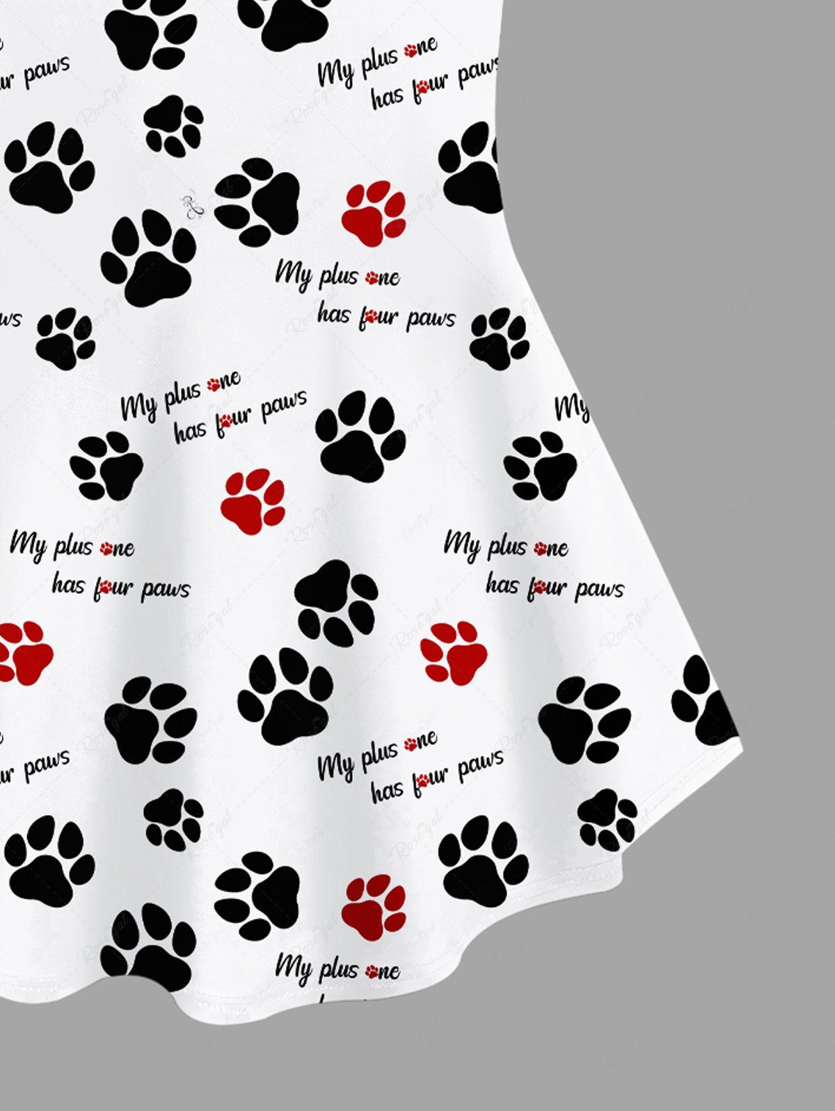 Plus Size Dog Feet Letters Print T-shirt