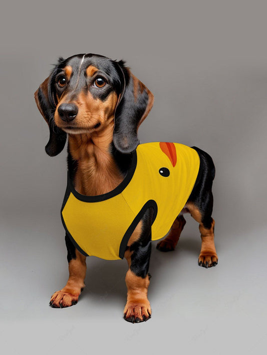 Pet's Cute Duck Print Contrast Piping Tank Top