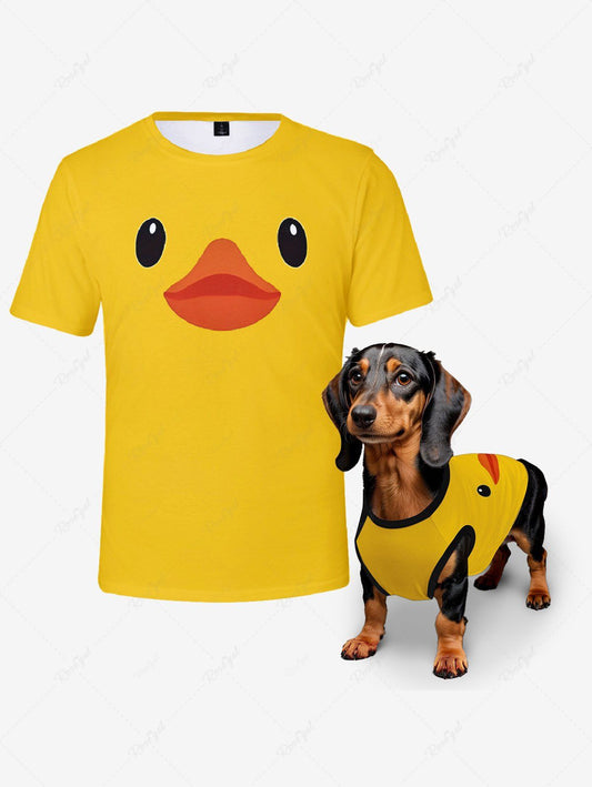 Cute Duck Printed Tank Top T-shirt Dog And Owner Matching Outfits