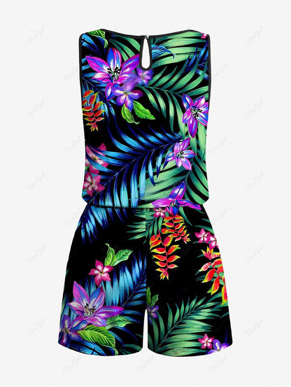 Tropical Leaf Flower Printed Hawaii Shirt Romper Dog And Owner Matching Outfits