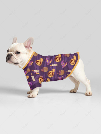 Pumpkin Wizard Hat Candle Printed Halloween T-shirt Pants Dog And Owner Matching Outfits